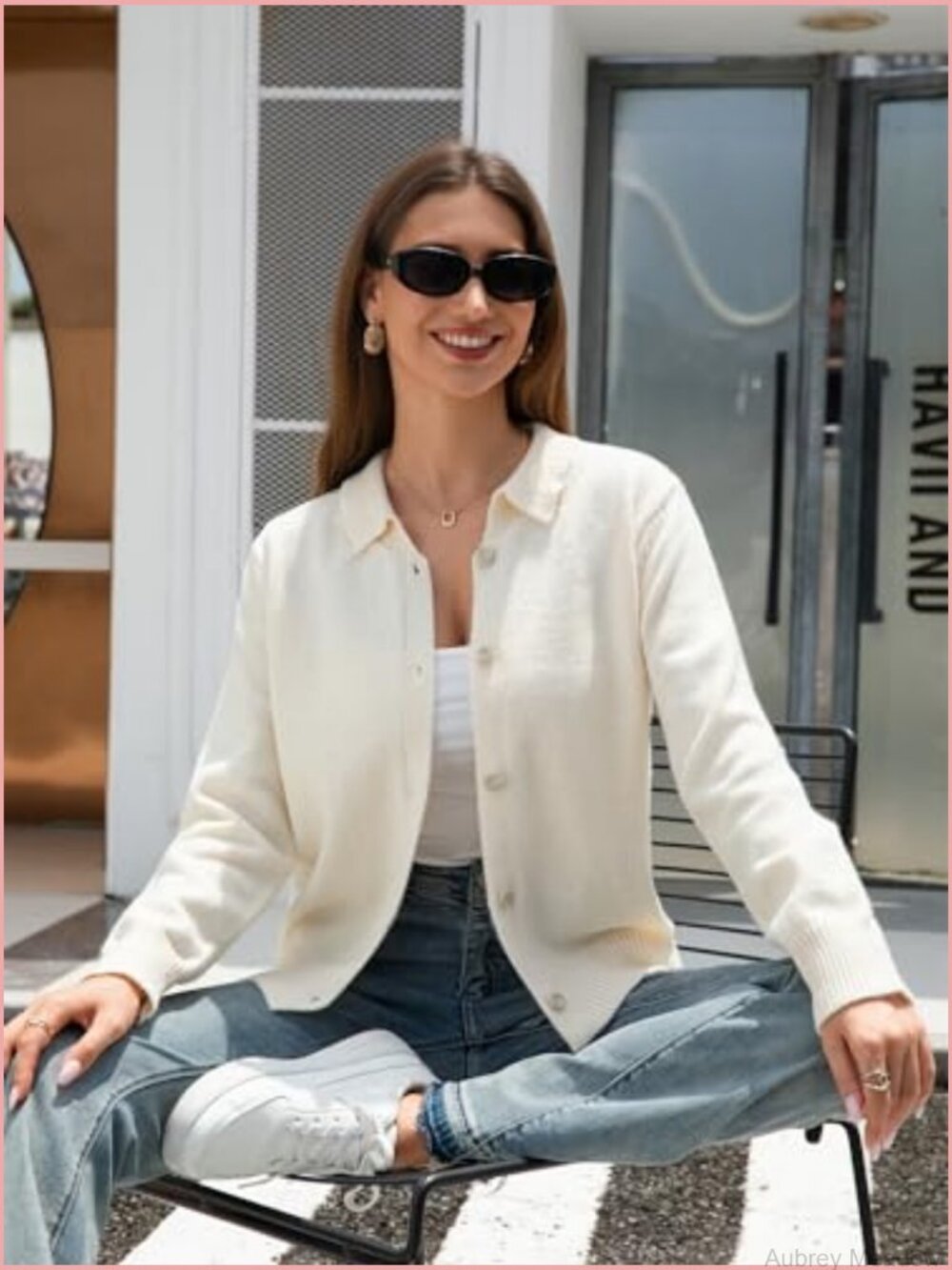 Button Down Long Sleeve Loose Fit Knit Cardigan Sweater - Picture 6 of 7